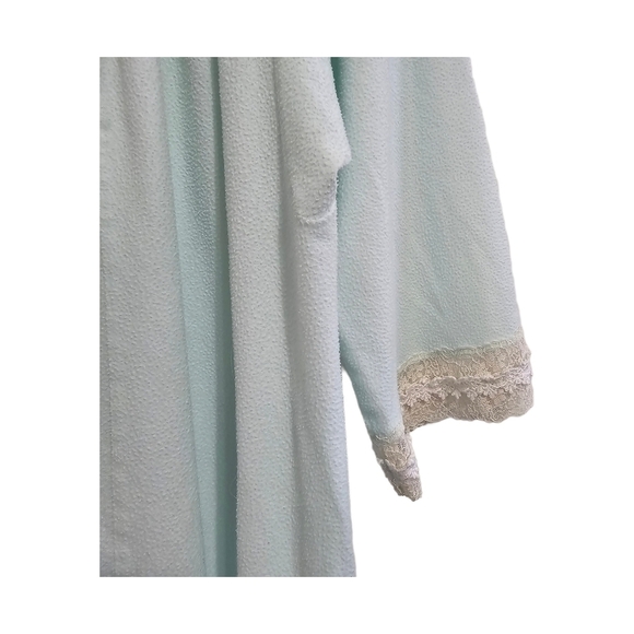 Christian Dior vintage nightgown long 3/4 sleeve lace trim blue size medium - Picture 8 of 14